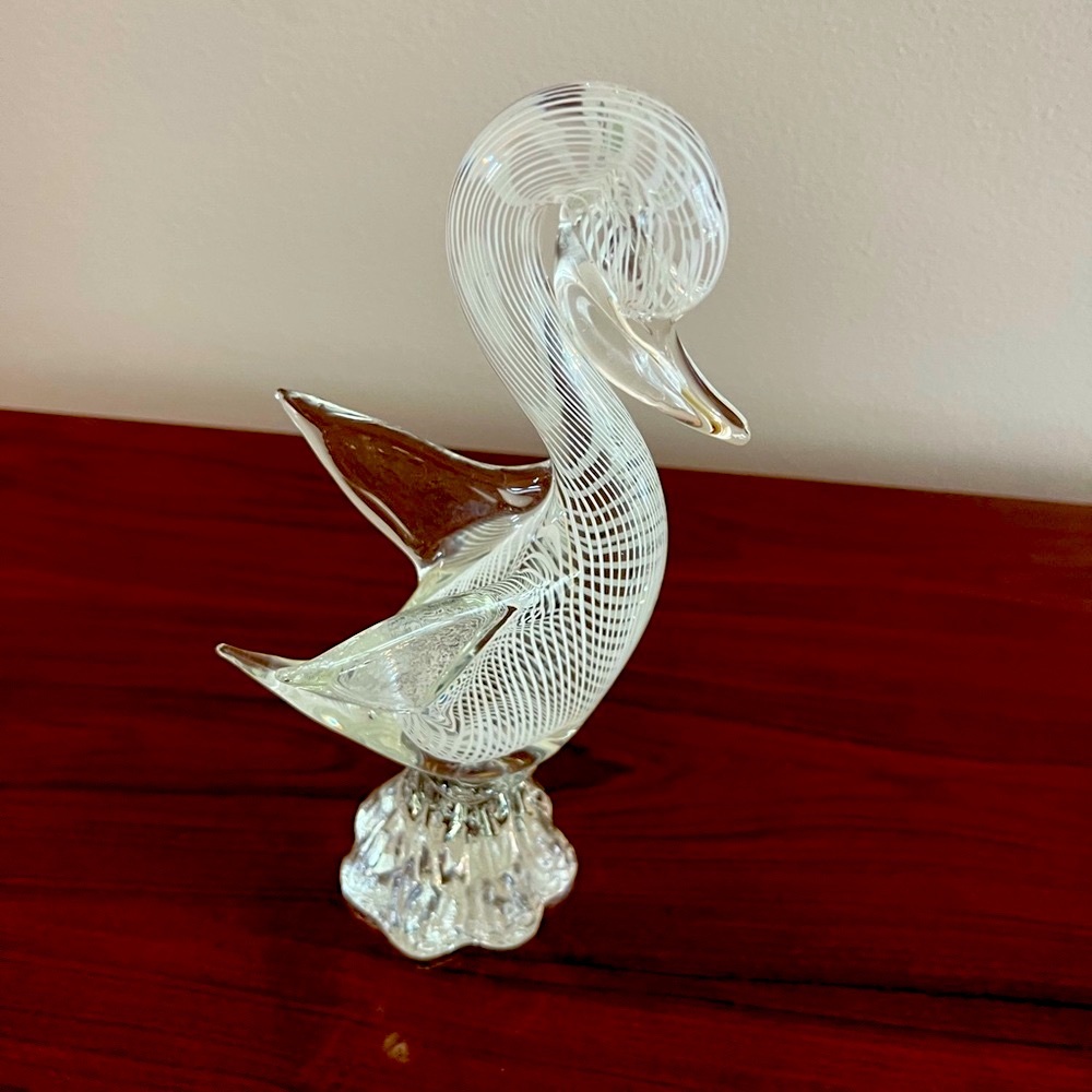 Vintage Murano Glass Hand Blown Glass Swan 11 Inches stunning!!